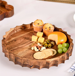 Plateau tournant en bois pour servir les pizzas, les artisanats, les produits de la cuisine et les épices, nouveau plateau en bois - Product Image 2