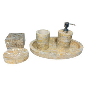 Ensemble d'accessoires de salle de bain de luxe moderne en nacre de haute qualité, personnalisé, sept pièces, pour la maison, l'hôtel, le restaurant - Product Image 1