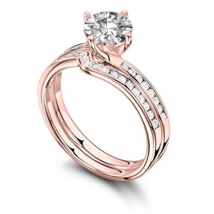 Round Shoulder <b>Set</b> <b>Ring</b> With Matching Band 0.80 Ct Lab Grown Diamond In 18K <b>Gold</b> Platinum - Product Image 3