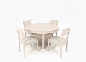 Ensemble de table à manger ronde moderne avec 4 chaises, construction en frêne massif et placage MDF, durable, facile à nettoyer, meubles de salon - Product Image 1