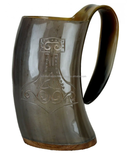 Tasses en corne de Viking faites à la main avec couvercle, écologiques, logo personnalisable pour bars à thème, cuisines, décoration intérieure, cadeaux, collectionneurs, événements - Product Image 2