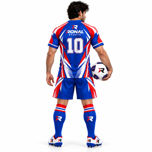 Conjunto de Uniforme de Fútbol para Hombre Adulto, Transpirable, de Secado Rápido, Ligero, Personalizable, Tela de Poliéster de Alta Calidad, Nombre del Equipo Personalizado - Product Image 4
