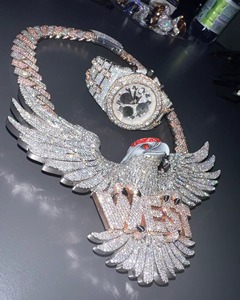 Pendentif oiseau en argent et moissanite Best Look avec breloque, bijoux de mode unisexe de luxe style hip-hop - Product Image 3
