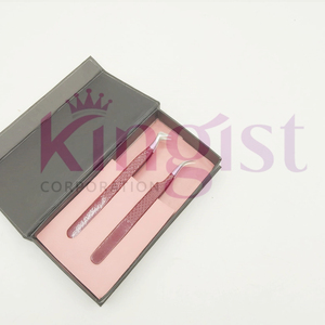 Pinzas de Fibra para Extensión de Pestañas Blancas y Moradas en Oferta, Aplicador de Pestañas Color Oro Rosa, Juego de 2 Pinzas para Extensión de Pestañas con Caja - Product Image 3
