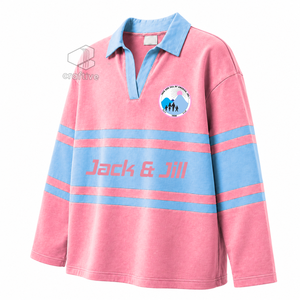 Camiseta de rugby piqué para mujer Jack And Jill Of America con cuello, paneles de color en bloques, estilo universitario, polo de rugby bordado, top deportivo - Product Image 2