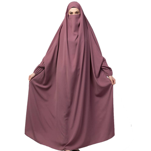 Women's <b>Purple</b> Abaya Hooded Long Sleeve Floor Length Modest Dress Solid Color Polyester Prayer Wear Middle East Style - Product Image 5