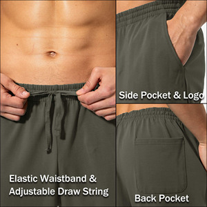 กางเกงลำลองผู้ชายขายส่ง แห้งเร็ว ระบายอากาศดี เหมาะสำหรับออกกำลังกาย เอวยางยืด ลายเรียบ สำหรับวิ่ง - Product Image 5