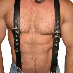 Arnés de Tirantes para Hombre de Piel de Oveja con Estampado por Transferencia Térmica, Ajuste Ajustable, Herrajes de Hebilla de Acero Premium, Estilo Clásico para Club - Product Image 4