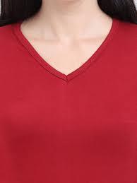Camiseta de Verano para Mujer, Cuello en V, Tejido de Punto, Manga Larga, Corte Regular, 100% Algodón, 240g, Estampado Serigrafiado STELLAR, Color Rojo - Product Image 2