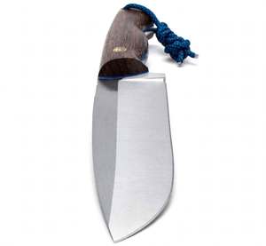 Handcrafted Stainless Steel Broad Utility <b>Knife</b> Dark Hardwood Handle Blue Lanyard <b>Craft</b> Tool - Product Image 6