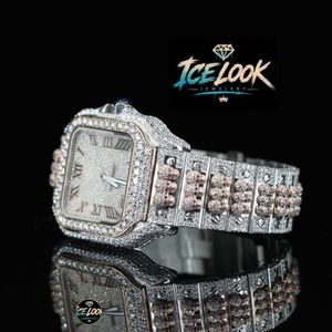 นาฬิกาข้อมือกลไก Ice Look ขนาด 40 มม. หน้าปัดทรงเหลี่ยม สายขนาด 20 มม. ทำจากสแตนเลสสตีล ดีไซน์หรูหรา พร้อมเข็มบอกเวลา - Product Image 2