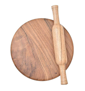 Tabla de hornear india moderna con base de madera y rodillo para hacer roti, utensilio para hornear pan, ecológico, apto para horno, tamaño personalizado - Product Image 3