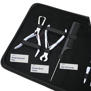 Kit d'outils pour extensions de cheveux noirs avec pinces à micro-anneaux, pinces à sertir, pinces à retirer les perles, outil à boucle et crochet, accessoires de coiffure - Product Image 4