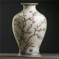 Vas Bunga Logam Enamel Mewah Berhias Lukisan Tangan, Pot Bunga Dekoratif Vintage Hitam Silinder untuk Dekorasi Rumah dan Pernikahan