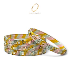 Wholesale Deluxe Multicolour Stones Kashmiri Glass Bangles Trendy Gold Plated <b>Crystal</b> Design for Festive Wedding Wear Bangle - Product Image 5