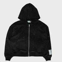 Sweat à capuche homme en molleton 100% coton, imperméable, avec logo personnalisé, vente en gros, hiver, intégral, vierge, strass