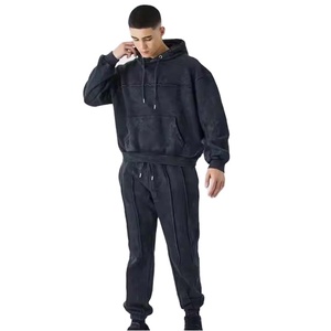 Conjunto de chándal deportivo ajustado personalizado para hombre, chándal deportivo para fitness, diseño personalizado, chándal de lavado ácido para hombre con serigrafía - Product Image 1