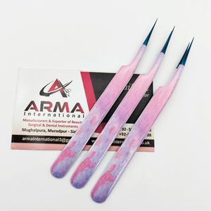 Pince à épiler professionnelle en acier inoxydable anti-magnétique durable pour extensions de cils avec pointe lisse, option logo personnalisé et marque privée - Product Image 5