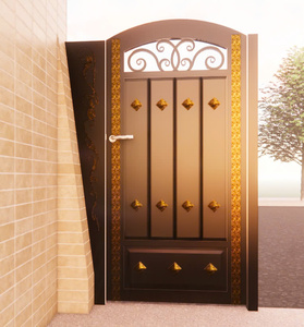 Puerta de Entrada de Hierro Forjado Personalizada, Puerta Frontal Decorativa de Hierro, Puerta de Entrada de Metal de Lujo con Vidrio para Villas y Casas - Product Image 1