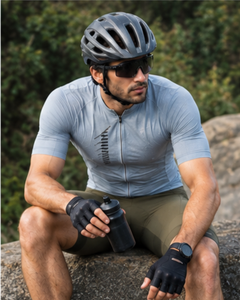 Men Cycling Jersey Short Sleeve <b>Light</b> Grey Breathable Quick Dry Polyester Customized Team <b>Name</b> Rear Pocket Outdoor Riding Wear - Product Image 4