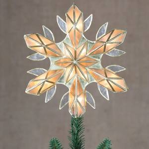 Adorno de estrella de metal dorado hecho a mano con copo de nieve iluminado para la punta del árbol de Navidad, para luces LED, decoración brillante para el árbol de Navidad. - Product Image 1