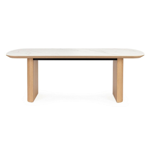 Mesa de Comedor Redonda Moderna con Tapa de Mármol y Patas de Madera, Diseño Minimalista Ecológico y Duradero, Mueble Estable para el Hogar, 4 Plazas - Product Image 1