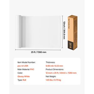 Rotolo di Vinile Termotrasferibile Bianco Lucido 12 pollici x 25 piedi, Facile da Tagliare e Sverniciare, Forte Adesione, Compatibile con Carta e Pellicola Termotrasferibile - Product Image 6