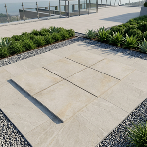 Dalles de pavage extérieures en porcelaine de 20 mm d'épaisseur Hazel Stone Crema R11, modernes, adhésives et robustes pour salles et centres commerciaux - Product Image 1