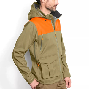 เสื้อแจ็คเก็ตกันน้ำสำหรับผู้ชาย สีเขียวมะกอก-ส้ม แบบ Color Blocking ผ้า Soft Shell แขนยาว เหมาะสำหรับใส่ในฤดูใบไม้ร่วง - Product Image 3
