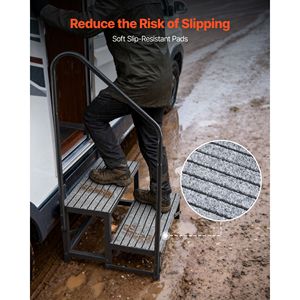 Scala per Camper da Esterno Rinforzata a 2 Gradini con Tappetino Antiscivolo e Corrimano, Capacità di Carico 299 kg per Anziani o Animali Domestici - Product Image 5