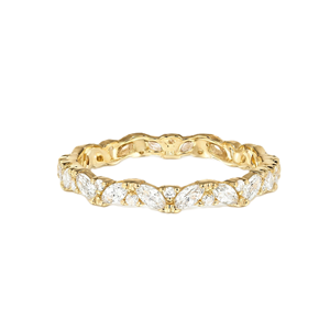 Marquise & Round Lab Diamond Band 9K 10K 14K 18K Solid Gold Vintage Engagement Ring Full Eternity Diamond Band Anniversary Band - Product Image 2