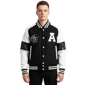 Custom Street Wear Logo Patches <b>Baseball</b> Jacket Truckers Letterman Base <b>Ball</b> Custom Leather Varsity Jacket for Men - Product Image 5
