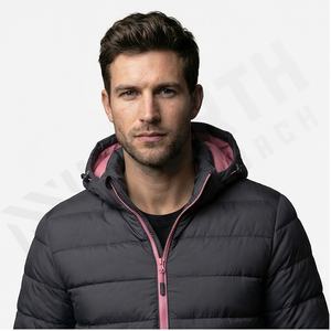 Chaqueta acolchada de algodón ligera e informal para hombre, abrigo de invierno empacable impermeable a prueba de viento con cierre de cremallera, ropa exterior - Product Image 2