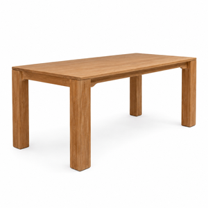 Mesa de Comedor Rectangular Moderna de Madera de Teca Sólida, Impermeable, con Alerón Abierto en las Esquinas |   Estilo belga contemporáneo para apartamentos y hoteles - Product Image 3