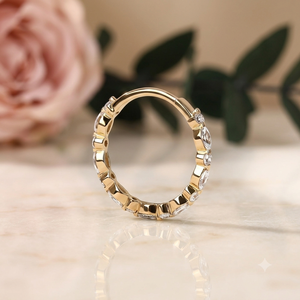 Anillo de Eternidad Clásico con Moissanita Corte Marquesa para Mujer, Plata de Ley 925, Chapado en Oro de 18K, para Aniversario de Bodas - Product Image 4