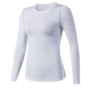 <b>Women's</b> Premium Solid Skinny <b>Compression</b> Training Shirt High Stretch Breathable Athletic Running Fitness Workout Gym Sportswear - Product Image 1