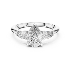 Bague de fiançailles de luxe en or blanc 18 carats plaqué rhodium avec diamant de laboratoire taille poire MINIMAL 1,2 carat et pierres latérales 0,33 carat – Idéale pour la Saint-Valentin - Product Image 4