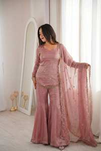Ensemble Salwar en Soie Pure pour Femme, Modèle Tendance 2026, Style Indien, Entièrement Cousu, Prêt-à-porter, Idéal pour les Fêtes - Product Image 5