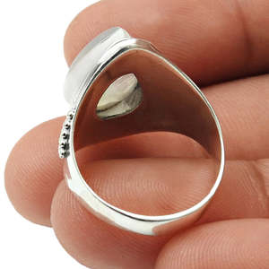 Handmade Classical Ring 925 <b>Solid</b> <b>Silver</b> Jewelry For Women Pear Cut Rainbow Moonstone Gemstone Boho Style Ring Gift For Sister - Product Image 5