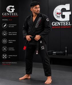 Kimono de Jiu-Jitsu GENTEEL pour homme, en coton, coupe classique, durable, blanc, bleu, noir, marine - Product Image 5