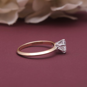 IGI Certified Lab Grown <b>Diamond</b> Solitaire Engagement <b>Ring</b> 18K Rose / White & Yellow Gold Round Brilliant <b>Diamond</b> <b>Ring</b> for Women - Product Image 4