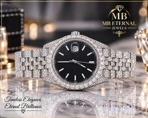 Montre en diamant MB ETERNAL JEWELS, boîtier carré en alliage de 41 mm, mouvement automatique à quartz, fermoir à boucle, luxe unisexe - Product Image 1