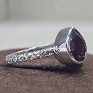 925แหวนพลอยโกเมนรูปหยดน้ำตาแบบแฮนด์เมดแหวนเงินแท้สำหรับ Vermeil - Product Image 4