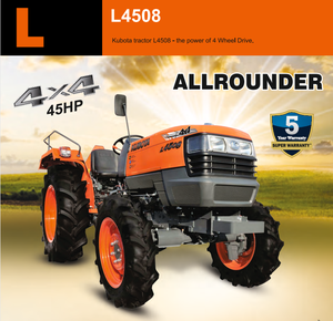 Tracteur utilitaire Kubota L4508 4x4 de 45 chevaux, équipé d'un moteur diesel 4 cylindres de 2 197 cm³ refroidi par eau. - Product Image 6
