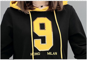 Women Hooded 2 in 1 Solid <b>Tracksuit</b> Set Black Yellow Full Sleeve Casual Sportswear with Side Pockets Winter Wear - Product Image 3