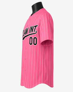 Maillot de baseball rayé rose unisexe à manches courtes boutonné personnalisé Claw Int 00 - Product Image 4