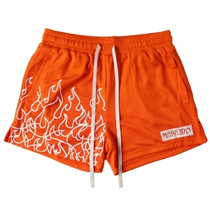 Men's Printed Flame <b>Shorts</b> Breathable Mesh Drawstring Casual <b>Short</b> Pants Mid Waist Elastic Band Sportwear - Product Image 5