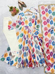 Kurta de Algodón con Estampado Floral para Mujer, Corte Holgado, Largo hasta el Suelo, Estilo Étnico Informal, Estilo Indio Pakistaní de Verano - Product Image 6