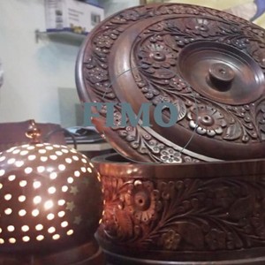 Handcrafted Sheesham <b>Wood</b> Carved Floral Bowl - Wholesale <b>Rustic</b> Wooden Bowls India - Product Image 1