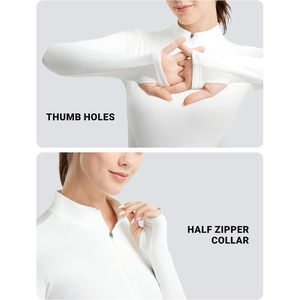 2026 Vente en gros Haut d'équitation pour femme blanc en maille respirante à demi-zip et manches longues, Vêtements d'équitation OEM ODM - Product Image 4